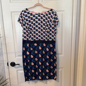 BODEN Stylish Blue and Pink Patterned Dress 14